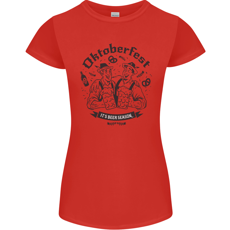 Oktoberfest Its Beer Season Womens Petite Cut T-Shirt Red