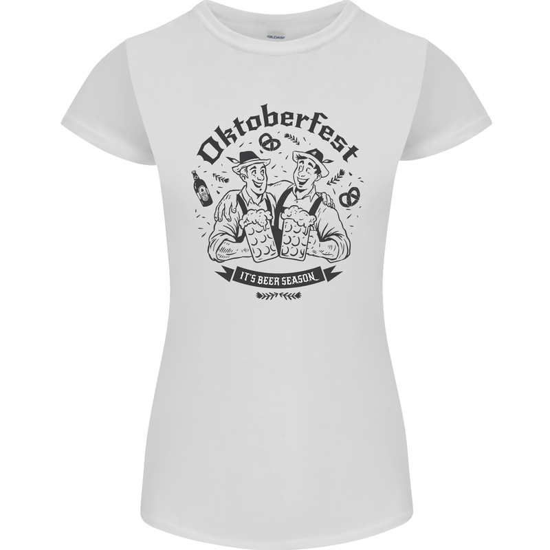 Oktoberfest Its Beer Season Womens Petite Cut T-Shirt White