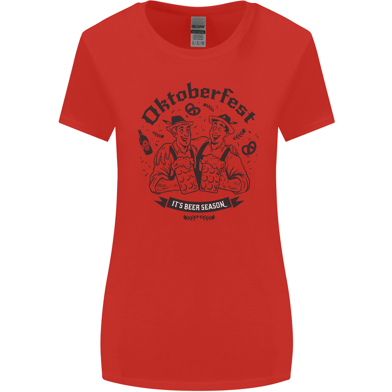 Oktoberfest Its Beer Season Womens Wider Cut T-Shirt Red