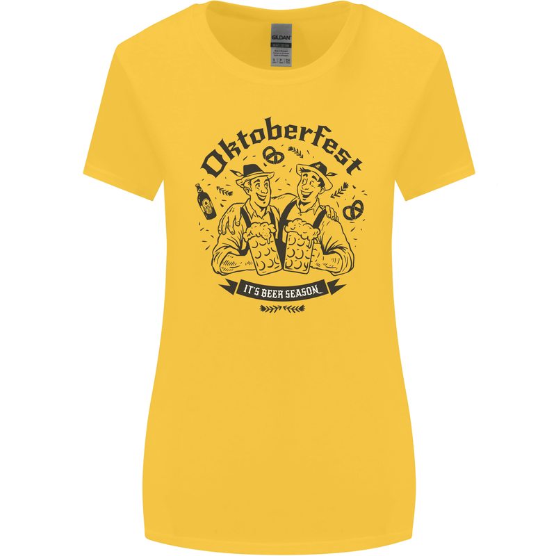 Oktoberfest Its Beer Season Womens Wider Cut T-Shirt Yellow