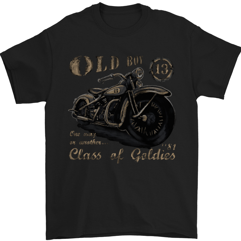 Old Boy 13 Motorcycle Motorbike Biker Mens T-Shirt Cotton Gildan Black