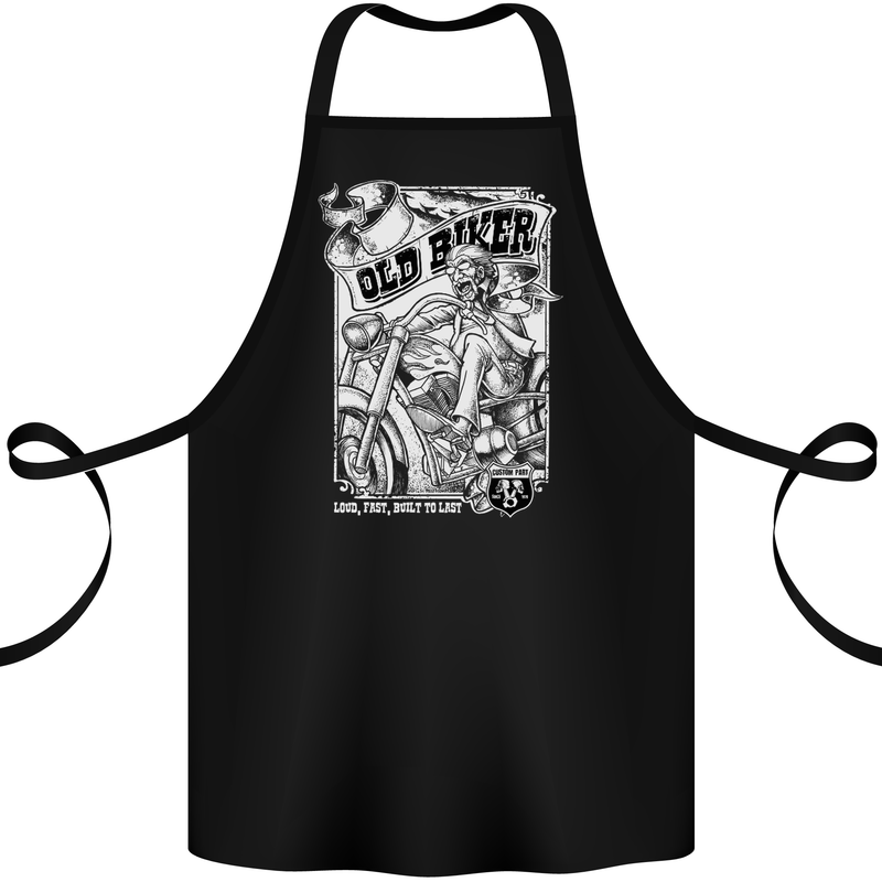 Old Man Biker Motorcycle Motorbike Cotton Apron 100% Organic Black