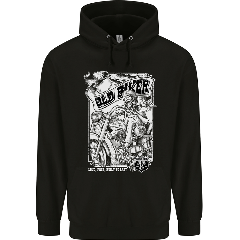 Old Man Biker Motorcycle Motorbike Mens Hoodie Black