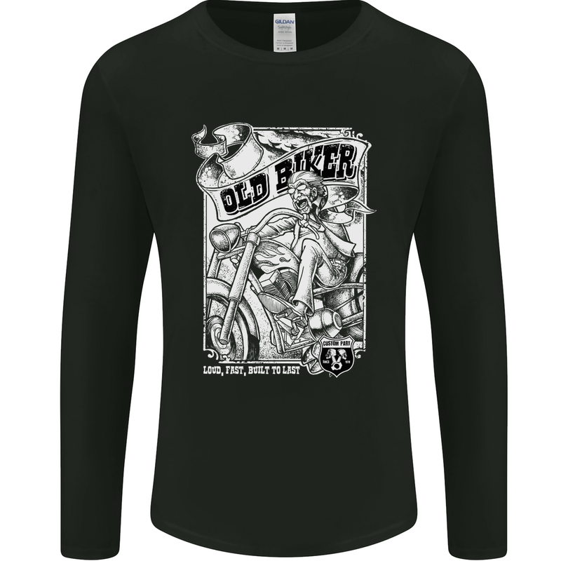 Old Man Biker Motorcycle Motorbike Mens Long Sleeve T-Shirt Black
