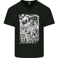 Old Man Biker Motorcycle Motorbike Mens V-Neck Cotton T-Shirt Black