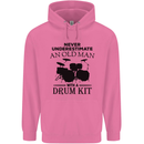 Old Man Drumming Drum Kit Drummer Funny Childrens Kids Hoodie Azalea