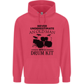 Old Man Drumming Drum Kit Drummer Funny Childrens Kids Hoodie Heliconia