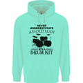 Old Man Drumming Drum Kit Drummer Funny Childrens Kids Hoodie Peppermint