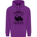 Old Man Drumming Drum Kit Drummer Funny Childrens Kids Hoodie Purple