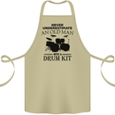 Old Man Drumming Drum Kit Drummer Funny Cotton Apron 100% Organic Khaki