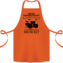 Old Man Drumming Drum Kit Drummer Funny Cotton Apron 100% Organic Orange