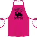 Old Man Drumming Drum Kit Drummer Funny Cotton Apron 100% Organic Pink