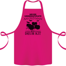 Old Man Drumming Drum Kit Drummer Funny Cotton Apron 100% Organic Pink