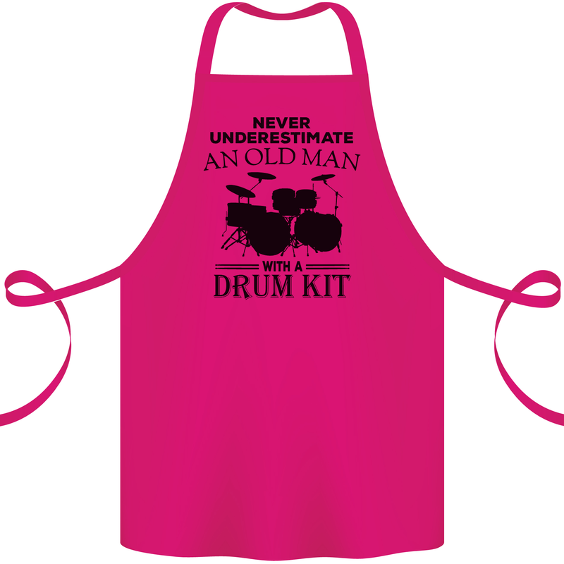 Old Man Drumming Drum Kit Drummer Funny Cotton Apron 100% Organic Pink