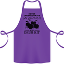 Old Man Drumming Drum Kit Drummer Funny Cotton Apron 100% Organic Purple