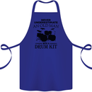 Old Man Drumming Drum Kit Drummer Funny Cotton Apron 100% Organic Royal Blue