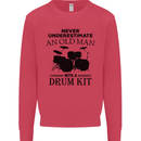 Old Man Drumming Drum Kit Drummer Funny Kids Sweatshirt Jumper Heliconia