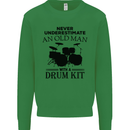 Old Man Drumming Drum Kit Drummer Funny Kids Sweatshirt Jumper Irish Green