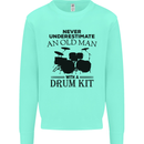 Old Man Drumming Drum Kit Drummer Funny Kids Sweatshirt Jumper Peppermint