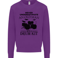 Old Man Drumming Drum Kit Drummer Funny Kids Sweatshirt Jumper Purple