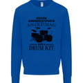 Old Man Drumming Drum Kit Drummer Funny Kids Sweatshirt Jumper Royal Blue