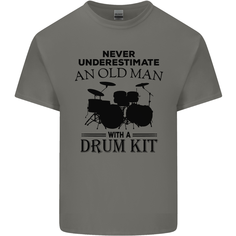 Old Man Drumming Drum Kit Drummer Funny Kids T-Shirt Childrens Charcoal