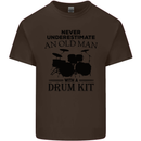 Old Man Drumming Drum Kit Drummer Funny Kids T-Shirt Childrens Chocolate