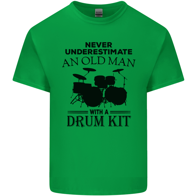 Old Man Drumming Drum Kit Drummer Funny Kids T-Shirt Childrens Irish Green