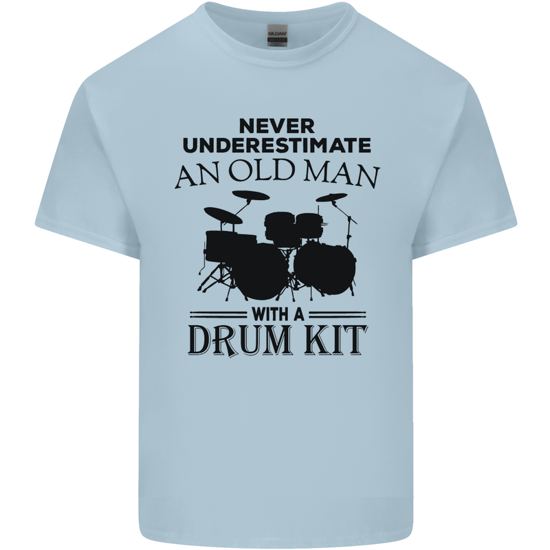 Old Man Drumming Drum Kit Drummer Funny Kids T-Shirt Childrens Light Blue