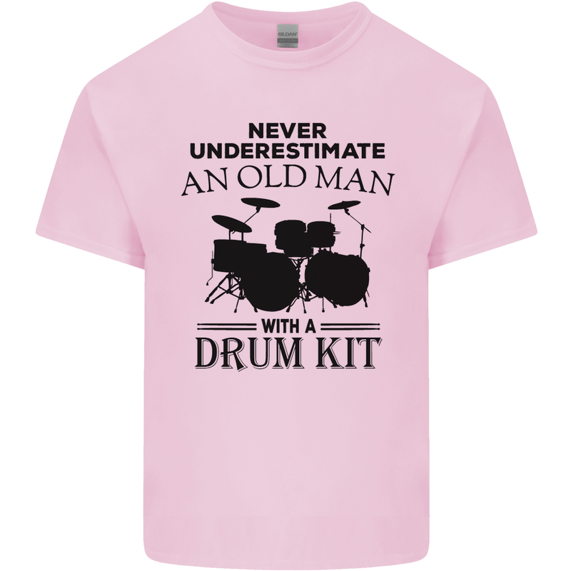 Old Man Drumming Drum Kit Drummer Funny Kids T-Shirt Childrens Light Pink