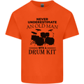 Old Man Drumming Drum Kit Drummer Funny Kids T-Shirt Childrens Orange