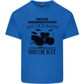 Old Man Drumming Drum Kit Drummer Funny Kids T-Shirt Childrens Royal Blue