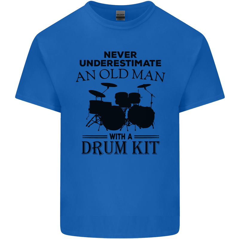 Old Man Drumming Drum Kit Drummer Funny Kids T-Shirt Childrens Royal Blue