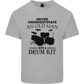 Old Man Drumming Drum Kit Drummer Funny Kids T-Shirt Childrens Sports Grey