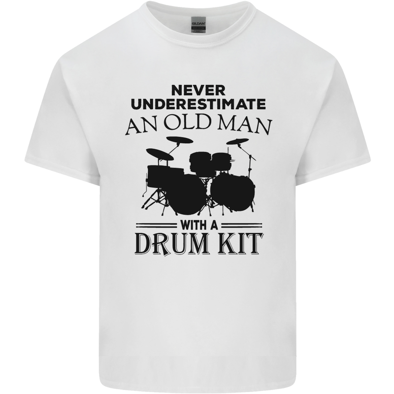 Old Man Drumming Drum Kit Drummer Funny Kids T-Shirt Childrens White