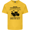 Old Man Drumming Drum Kit Drummer Funny Kids T-Shirt Childrens Yellow