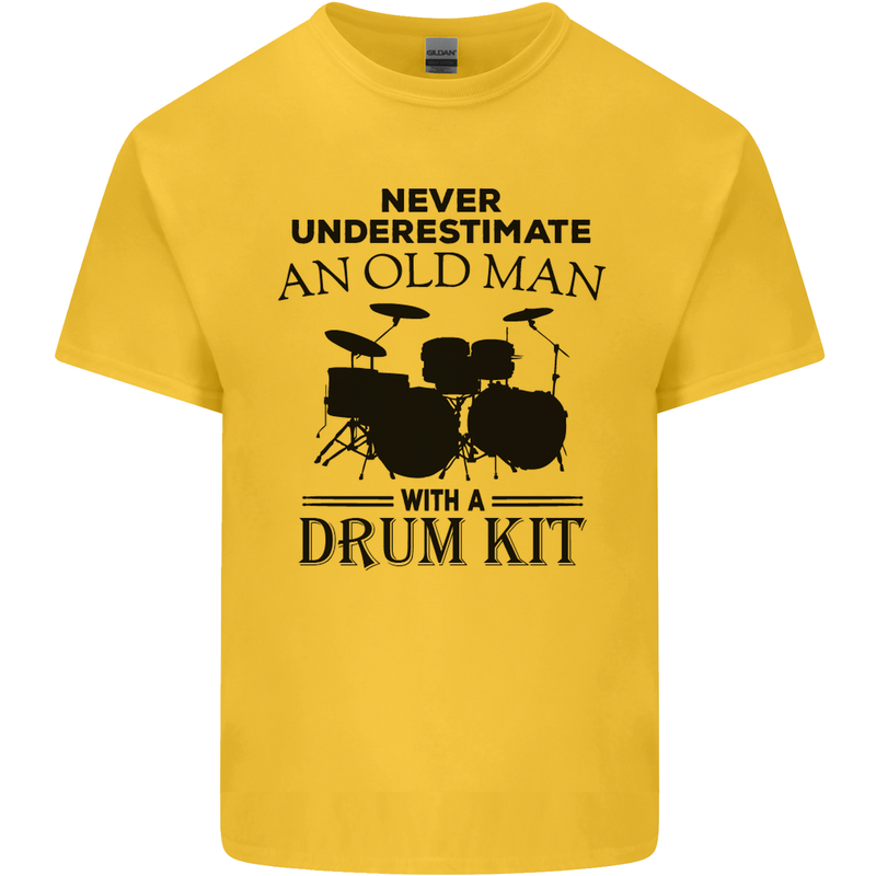 Old Man Drumming Drum Kit Drummer Funny Kids T-Shirt Childrens Yellow