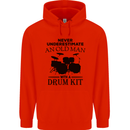 Old Man Drumming Drum Kit Drummer Funny Mens 80% Cotton Hoodie Bright Red