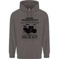 Old Man Drumming Drum Kit Drummer Funny Mens 80% Cotton Hoodie Charcoal