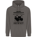 Old Man Drumming Drum Kit Drummer Funny Mens 80% Cotton Hoodie Charcoal
