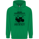 Old Man Drumming Drum Kit Drummer Funny Mens 80% Cotton Hoodie Irish Green