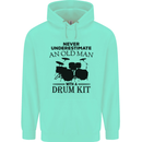 Old Man Drumming Drum Kit Drummer Funny Mens 80% Cotton Hoodie Peppermint