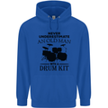 Old Man Drumming Drum Kit Drummer Funny Mens 80% Cotton Hoodie Royal Blue