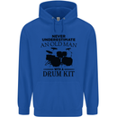 Old Man Drumming Drum Kit Drummer Funny Mens 80% Cotton Hoodie Royal Blue