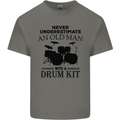 Old Man Drumming Drum Kit Drummer Funny Mens Cotton T-Shirt Tee Top Charcoal