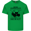 Old Man Drumming Drum Kit Drummer Funny Mens Cotton T-Shirt Tee Top Irish Green