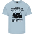 Old Man Drumming Drum Kit Drummer Funny Mens Cotton T-Shirt Tee Top Light Blue