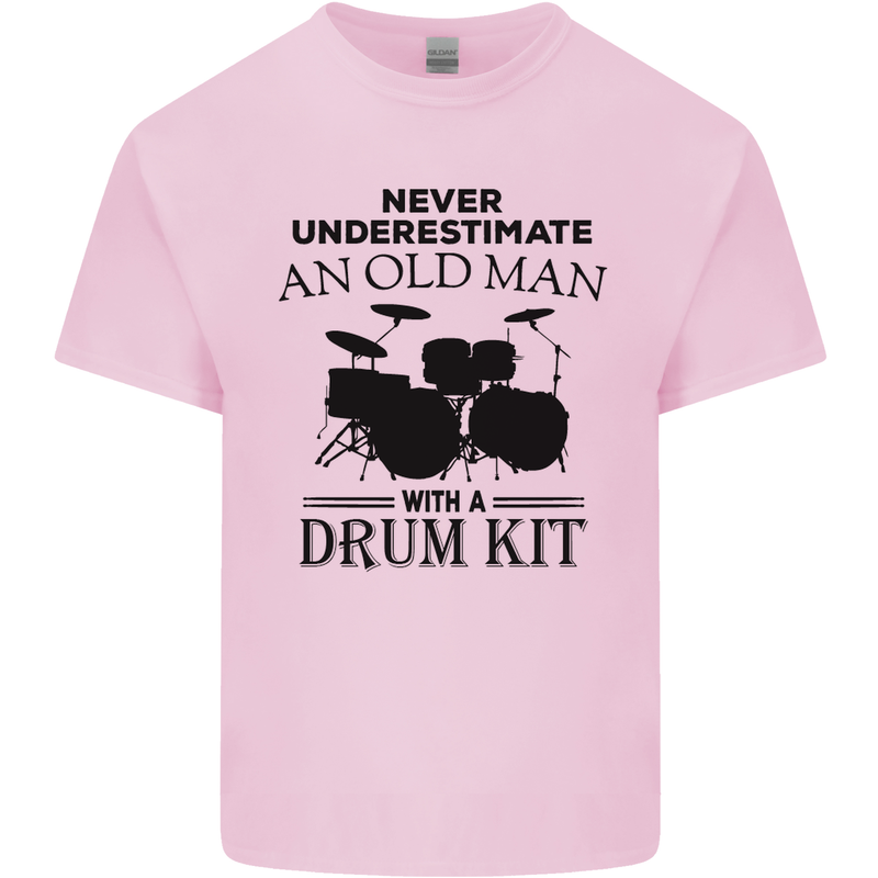 Old Man Drumming Drum Kit Drummer Funny Mens Cotton T-Shirt Tee Top Light Pink