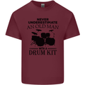 Old Man Drumming Drum Kit Drummer Funny Mens Cotton T-Shirt Tee Top Maroon
