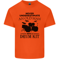 Old Man Drumming Drum Kit Drummer Funny Mens Cotton T-Shirt Tee Top Orange